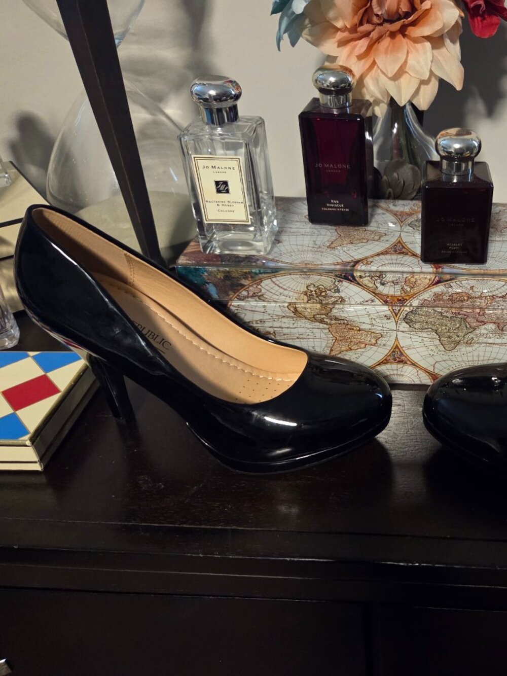 Black Patent Leather Heels- Comfort Sole – Classic Almond Toe